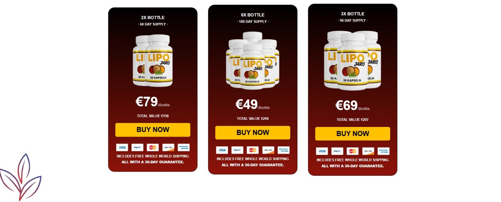 LipoJaro Paketoptionen